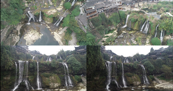 【旅游宣传片】4K湖南航拍湘西芙蓉镇瀑布合集视频