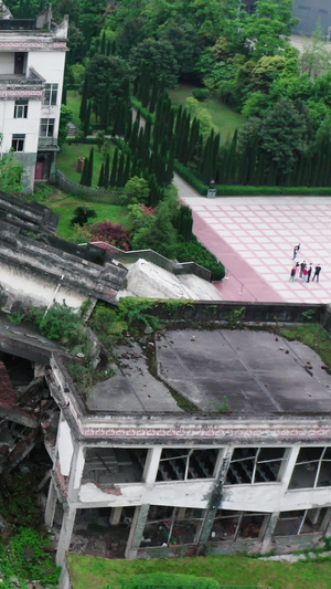 航拍汶川映秀地震遗址废墟震中遗址26秒视频