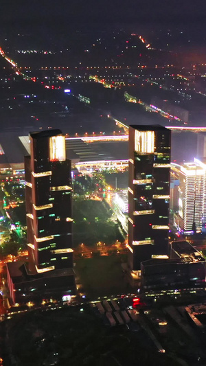 郑州城市夜景双子塔8秒视频