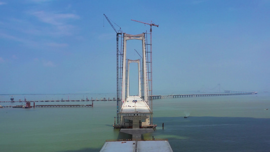 建设中的深中通道跨海大桥视频