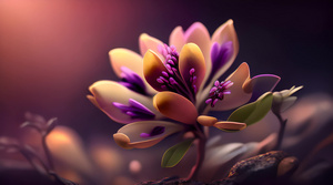 紫色花蕊独枝花数字艺术4秒视频