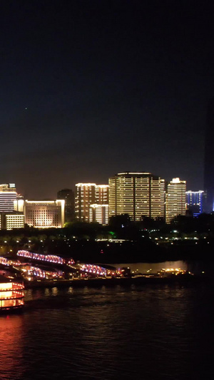 航拍城市旅游地标知音号长江游轮看两岸灯光秀娱乐素材交通素材70秒视频