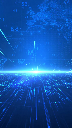 蓝色科技数字空间粒子光线背景视频科技感20秒视频