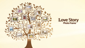 爱情故事照片树电子相册图片展示AE模板60秒视频