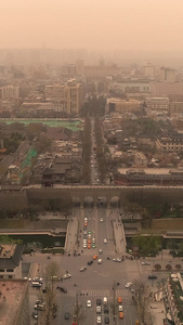 雾霾下的西安古城环境保护视频