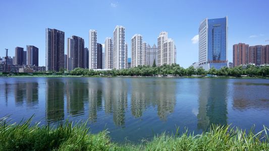 武汉武昌区内沙湖公园风景视频