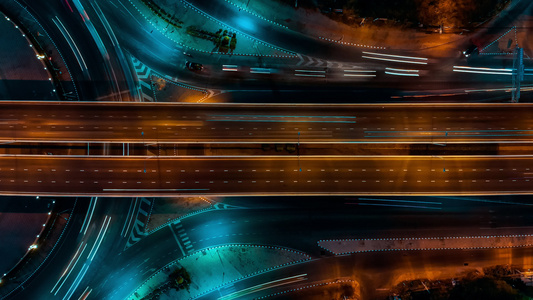 延时高速公路顶视图，Circl Road 交通重要基础设施视频