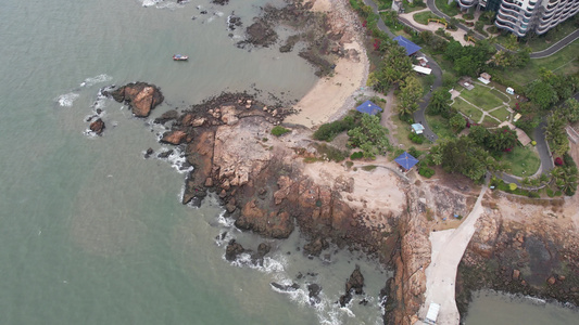 海边海浪礁石航拍视频