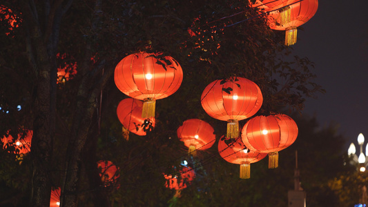 大红灯笼过节新春节日气氛视频