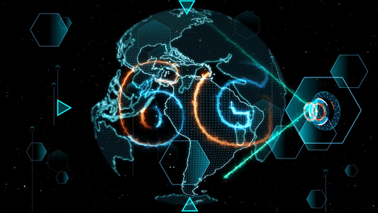 6G网络超高速互联网数字世界地图监控数字仪表周期雷达背景视频视频