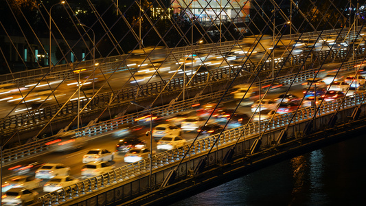8k素材延时摄影城市交通道路夜景堵车车流素材视频
