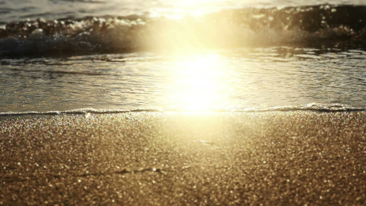 日落沙滩海浪视频