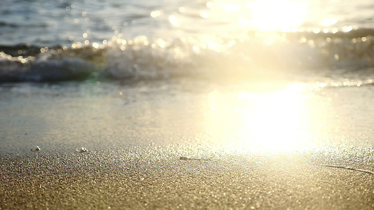 日落沙滩海浪升格视频视频