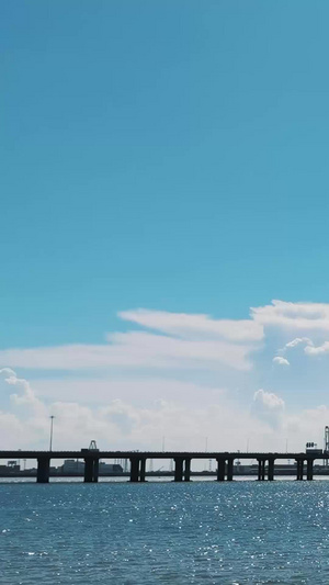 夏季海边自然风景空镜蓝天白云32秒视频