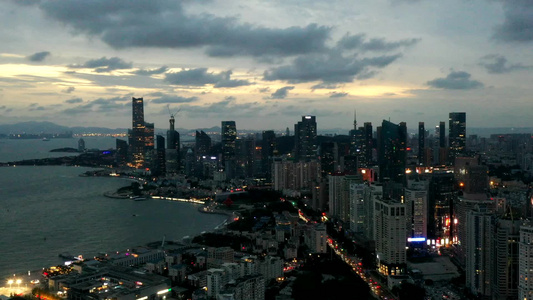 青岛城市夜景航拍视频