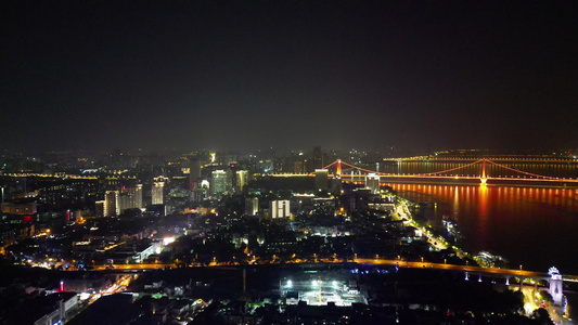 湖北武汉城市夜景灯光航拍视频