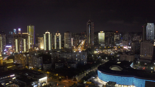 青岛城市夜景航拍视频