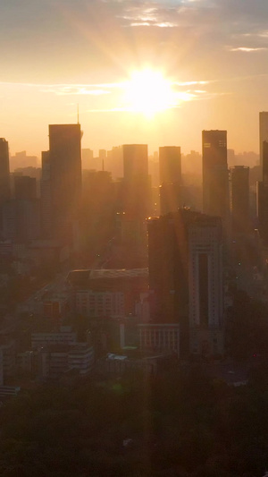 成都市宣传片素材清晨日出光辉绝美奇观航拍成都电视塔79秒视频