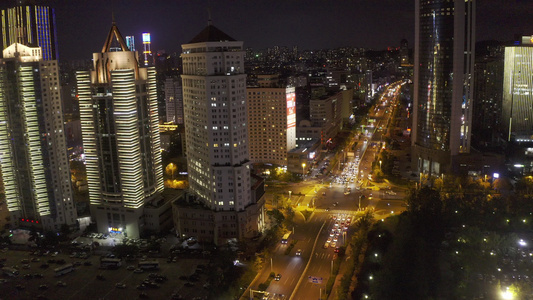 青岛城市夜景航拍视频