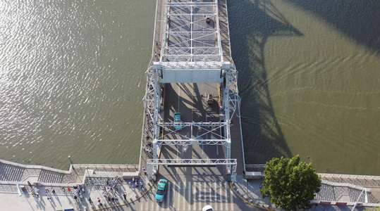 天津城市交通海河上的铁桥解放桥合集视频