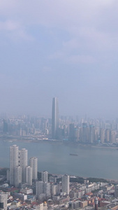 航拍蓝天白云城市地标建筑天际线商业房产素材城市宣传视频