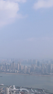 航拍蓝天白云城市地标建筑天际线商业房产素材城市素材视频