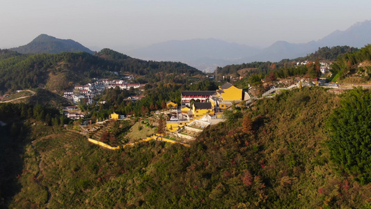 航拍安徽著名旅游景区九华山风景区净戒禅院视频视频