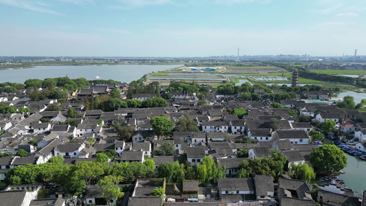 航拍江苏苏州周庄水乡周庄古镇5A景区 视频