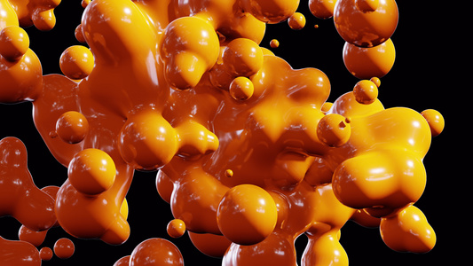 美丽抽象的橙色液体泡沫上升和演变视频