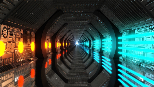 4K三维科幻隧道穿梭背景素材视频