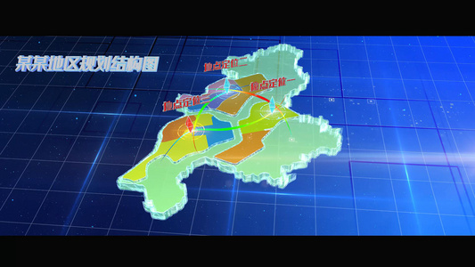 E3D高科技三维板块地图定位定点AE模板视频