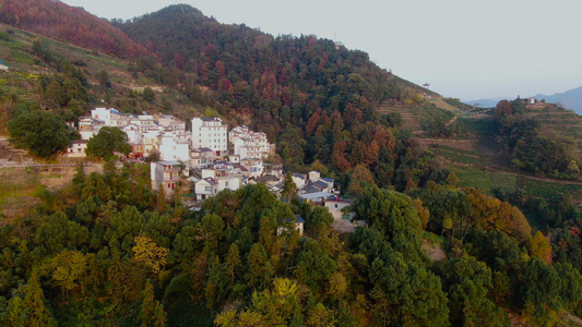 航拍皖南山区徽派乡村建筑视频视频