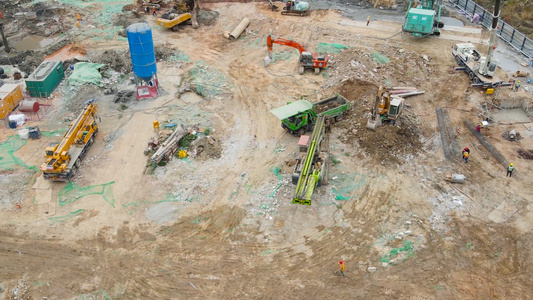 建筑工地航拍[劳务市场]视频