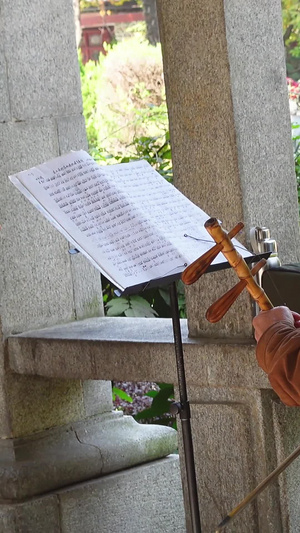 城市公园学习中国传统文化民乐器乐二胡的退休老人素材中国民乐52秒视频