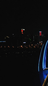 广西南宁大桥夜景交通航拍视频