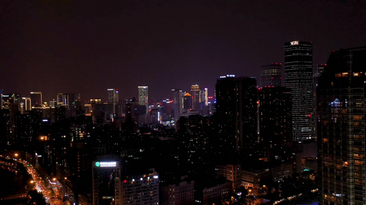 成都天府中心市区夜景航拍视频视频