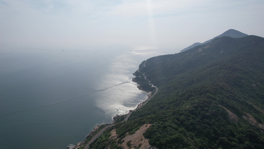 自然风光海上岛屿海岛沿海公路道路航拍视频