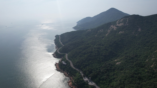 自然风光海上岛屿海岛沿海公路道路航拍视频