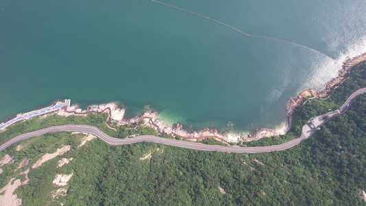 自然风光海上岛屿海岛沿海公路道路航拍视频