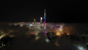 4k穿云广州塔夜景25秒视频