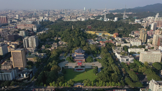 航拍中国广东广州中山纪念堂地标建筑外景视频