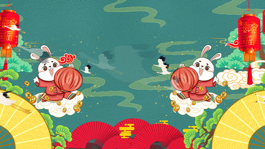 兔年国潮中国风动画背景视频视频
