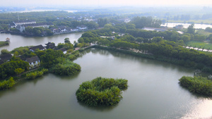 5A风景区沙家浜湿地景观航拍合集4K46秒视频