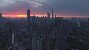 上海高层建筑群落日天际线24秒视频