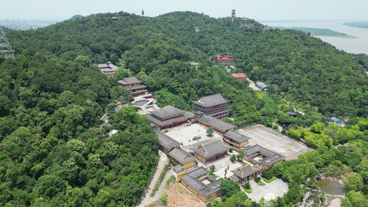 航拍湖北鄂州西山风景区4A景区视频