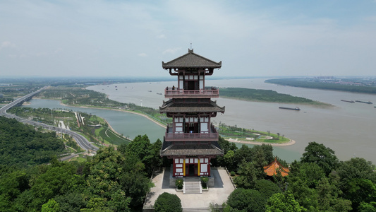 航拍湖北鄂州西山风景区4A景区视频