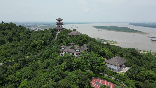 航拍湖北鄂州西山风景区4A景区视频