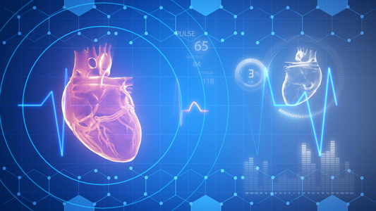 4K医疗心脏心率医学元素背景视频视频