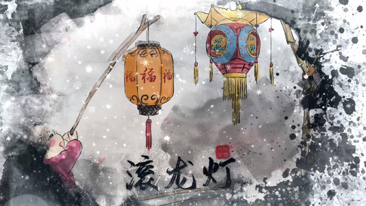 新年片头春节风俗插画AE模板视频