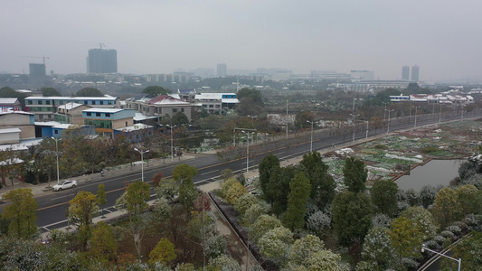 航拍衡阳冬季城市下雪美景南方下雪视频